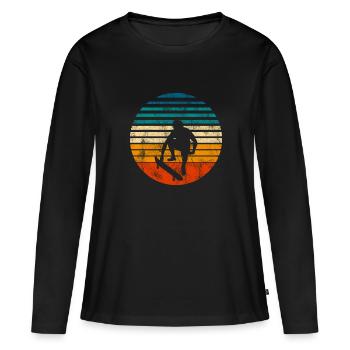 Skateboarder Skateboard Skater Skate Skateing - T-shirt manches longues Premium bio Femme - noir - Devant - Julia (174cm)