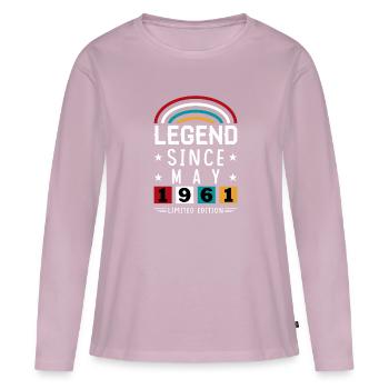 1961 Légende depuis le cadeau d’anniversaire Mai - T-shirt manches longues Premium bio Femme - rose poudré - Devant - Julia (174cm)