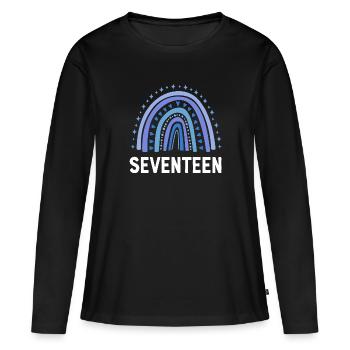 Blue Rainbow dix-sept ans 17e anniversaire - T-shirt manches longues Premium bio Femme - noir - Devant - Julia (174cm)