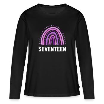 Purple Rainbow dix-sept ans 17e anniversaire - T-shirt manches longues Premium bio Femme - noir - Devant - Julia (174cm)