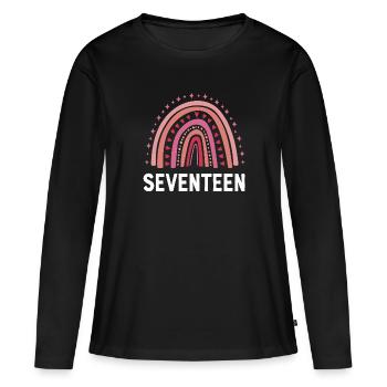 Red Rainbow dix-sept ans 17e anniversaire - T-shirt manches longues Premium bio Femme - noir - Devant - Julia (174cm)