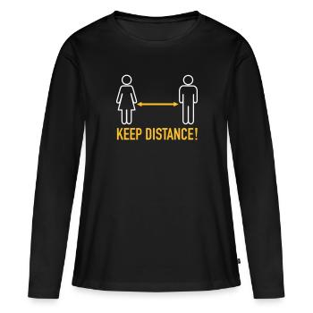 Garde tes distances - T-shirt manches longues Premium bio Femme - noir - Devant - Julia (174cm)