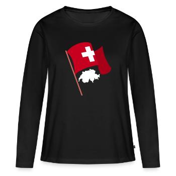 Suisse Suisse Suisse Allemande - T-shirt manches longues Premium bio Femme - noir - Devant - Julia (174cm)