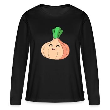 Oignon - T-shirt manches longues Premium bio Femme - noir - Devant - Julia (174cm)