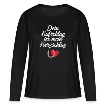 Reiter Hufschlag Herzschlag - Frauen Premium Bio Langarmshirt - Schwarz - Vorne - Julia (174cm)