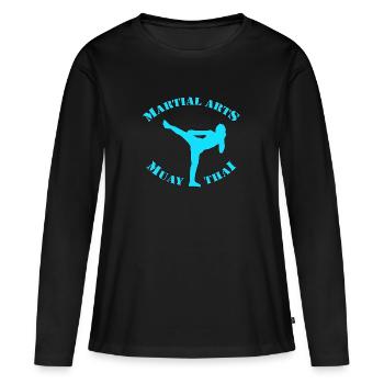 Muay thaï - T-shirt manches longues Premium bio Femme - noir - Devant - Julia (174cm)