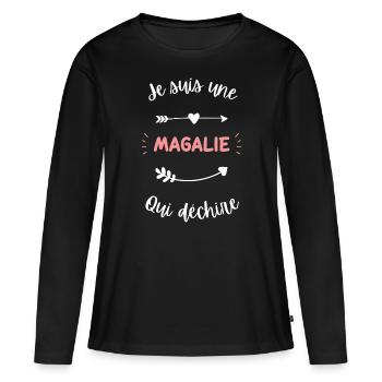 Je suis une magalie qui déchire - T-shirt manches longues Premium bio Femme - noir - Devant - Julia (174cm)