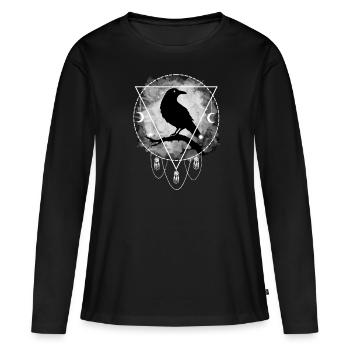 Rabe Nordische Mythologie Gothic - Frauen Premium Bio Langarmshirt - Schwarz - Vorne - Julia (174cm)