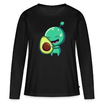 Green Alien Avocado: Fusion exotique - T-shirt manches longues Premium bio Femme - noir - Devant - Julia (174cm)