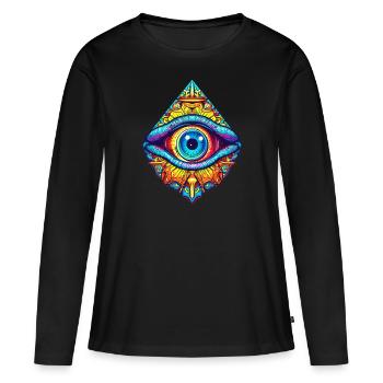 Protection oculaire omnisciente symbole mysticisme occulte - T-shirt manches longues Premium bio Femme - noir - Devant - Julia (174cm)