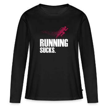 Courir Sucks - T-shirt manches longues Premium bio Femme - noir - Devant - Julia (174cm)