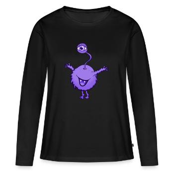 Monstre pourpre avec un oeil - T-shirt manches longues Premium bio Femme - noir - Devant - Julia (174cm)