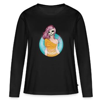 Crâne du vent - T-shirt manches longues Premium bio Femme - noir - Devant - Julia (174cm)