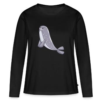 seal - Women's Premium Organic Long Sleeve Shirt - black - Front - Julia (174cm)