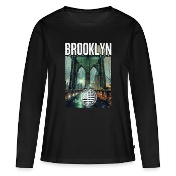 Brooklyn Birdge - T-shirt manches longues Premium bio Femme - noir - Devant - Julia (174cm)