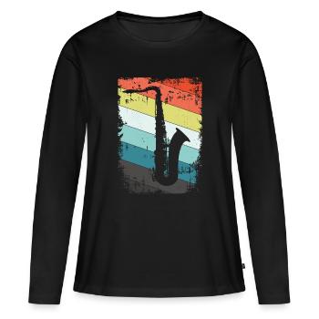 Saxophone saxophone - T-shirt manches longues Premium bio Femme - noir - Devant - Julia (174cm)