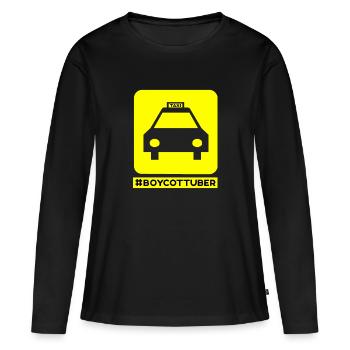 Taxi Boycott UBER - T-shirt manches longues Premium bio Femme - noir - Devant - Julia (174cm)