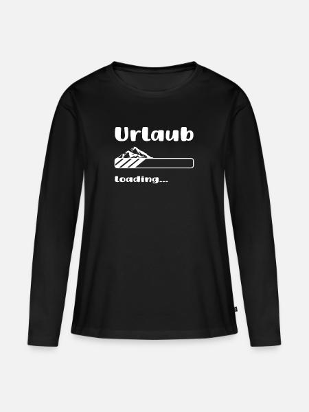Urlaub loading Berge - Frauen Premium Bio Langarmshirt - Schwarz