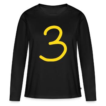 3 Numéro trois numéro anniversaire - T-shirt manches longues Premium bio Femme - noir - Devant - Julia (174cm)