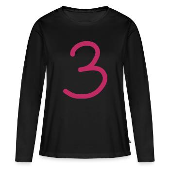 3 Numéro trois numéro anniversaire - T-shirt manches longues Premium bio Femme - noir - Devant - Julia (174cm)