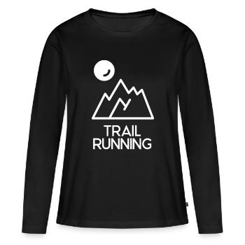 Trail Running - T-shirt manches longues Premium bio Femme - noir - Devant - Julia (174cm)