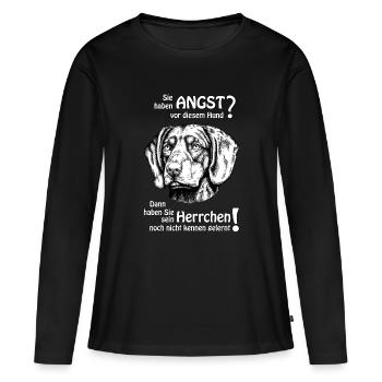 Angst vor Brandelbracke? Herrchen - Frauen Premium Bio Langarmshirt - Schwarz - Vorne - Julia (174cm)