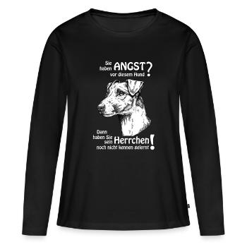 Angst vor Foxterrier? Herrchen - Frauen Premium Bio Langarmshirt - Schwarz - Vorne - Julia (174cm)