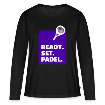 Padelspiel Statement Training Turnier Racket Padel - Frauen Premium Bio Langarmshirt - Schwarz - Vorne - Julia (174cm)