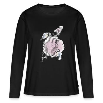 et cœur - T-shirt manches longues Premium bio Femme - noir - Devant - Julia (174cm)