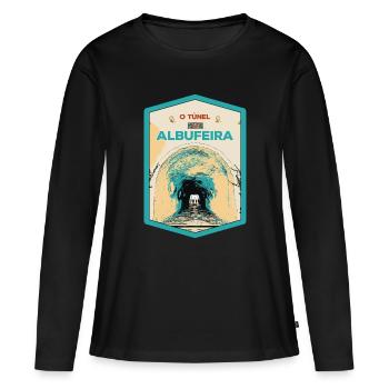 Illustration of the Tunnel to Albufeira Beach - Women's Premium Organic Long Sleeve Shirt - black - Front - Julia (174cm)