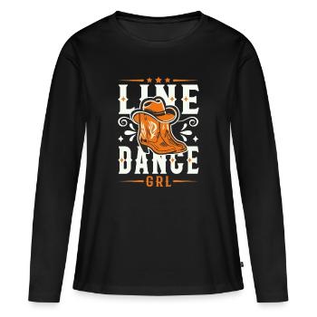 Line Dancing - Line Dance GRL Frauen - Frauen Premium Bio Langarmshirt - Schwarz - Vorne - Julia (174cm)