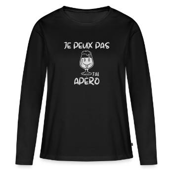 Ich kann keinen Aperitif trinken - Frauen Premium Bio Langarmshirt - Schwarz - Vorne - Julia (174cm)