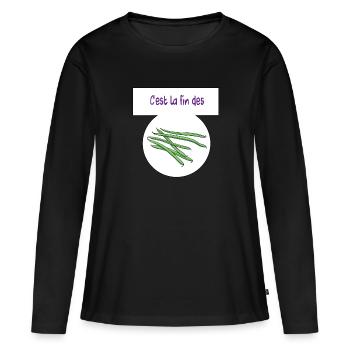 C'est la fin des haricots - T-shirt manches longues Premium bio Femme - noir - Devant - Julia (174cm)
