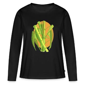 Bambus-Botanischer Ausbruch - Frauen Premium Bio Langarmshirt - Schwarz - Vorne - Julia (174cm)