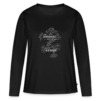 Citation : Les erreurs - T-shirt manches longues Premium bio Femme - noir - Devant - Julia (174cm)