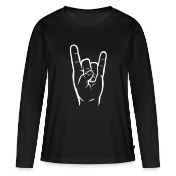 RockHorns_Corna_White - T-shirt manches longues Premium bio Femme - noir - Devant - Julia (174cm)