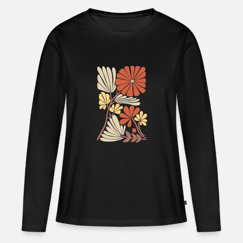 Boho Floral Pattern - Women's Premium Organic Long Sleeve Shirt - black