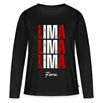 Lima Pérou, fierté péruvienne - T-shirt manches longues Premium bio Femme - noir - Devant - Julia (174cm)