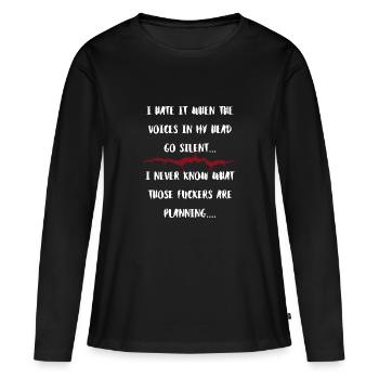 Des voix dans ma tête Menaces silencieuses - T-shirt manches longues Premium bio Femme - noir - Devant - Julia (174cm)