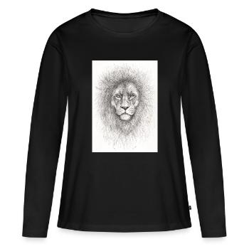 Lion très sérieux - T-shirt manches longues Premium bio Femme - noir - Devant - Julia (174cm)