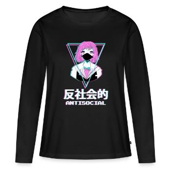 Esthétique de fille asociale, lunatique et mignonne - T-shirt manches longues Premium bio Femme - noir - Devant - Julia (174cm)
