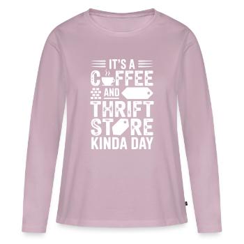 Coffee and Thrift Store Day - Women's Premium Organic Long Sleeve Shirt - dusky pink - Front - Julia (174cm)