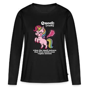 Câlin à la licorne à la crinière arc-en-ciel - T-shirt manches longues Premium bio Femme - noir - Devant - Julia (174cm)