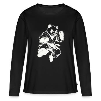panda_kung_fu- - T-shirt manches longues Premium bio Femme - noir - Devant - Julia (174cm)