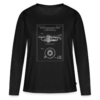 Illustration des Trompetenpatent-Bauplans - Frauen Premium Bio Langarmshirt - Schwarz - Vorne - Julia (174cm)