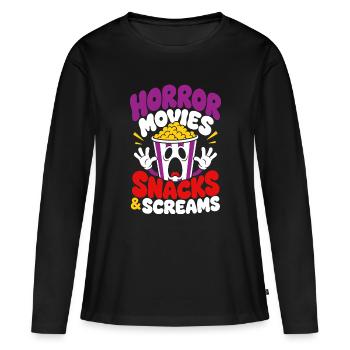 Films d’horreur : Snacks et cris - T-shirt manches longues Premium bio Femme - noir - Devant - Julia (174cm)