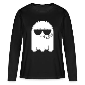 Geist Sonnenbrille Rauchen Gespenst Halloween - Frauen Premium Bio Langarmshirt - Schwarz - Vorne - Julia (174cm)