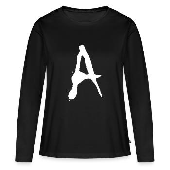 Lettre A - T-shirt manches longues Premium bio Femme - noir - Devant - Julia (174cm)