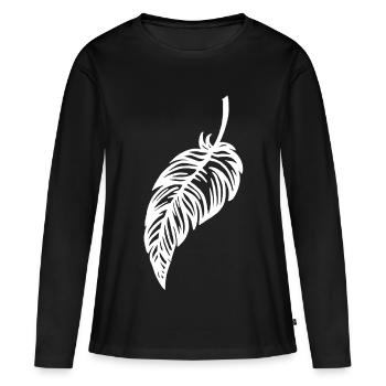 La plume blanche - T-shirt manches longues Premium bio Femme - noir - Devant - Julia (174cm)