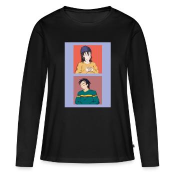 Two illustrations and different emotions - Women's Premium Organic Long Sleeve Shirt - black - Front - Julia (174cm)
